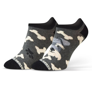 Sesto Senso Skarpetki Finest Cotton Stopki – Bequeme Baumwollsocken für Damen und Herren, Atmungsaktiv, Langlebig, Vielseitig, Grau mit Piesek Muster, Ideal für Alltag und Sport, Multicolor