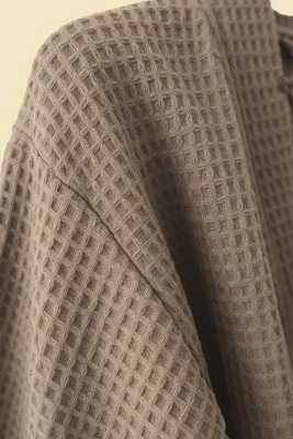 Bademantel WAFEL Dunkel Beige