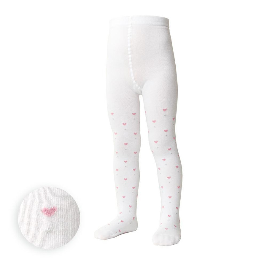 Mädchenstrumpfhose Serie Herzmuster Weiß