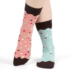 Zestaw 2x Damskie Skarpetki długie SOXO Donuty w pudełku kolorowe idealne na prezent