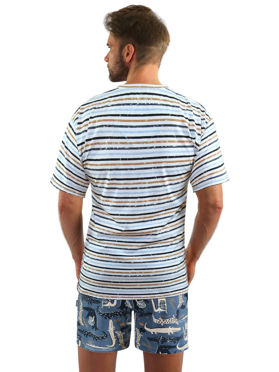 Schlafanzug Herren Kurzarm Blau