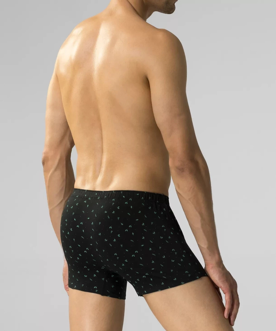 Atlantic Herren Boxer Briefs 3er Pack – Bequeme Baumwollunterwäsche mit Elastan, Atmungsaktiv, Mittelhohe Taille, Enganliegend, Mix aus Smaragdgrün und Schwarz mit Print, Herbst/Winter 2025 Kollektion