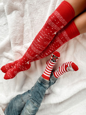 Overknee-Socken Norwegische Serie Rot