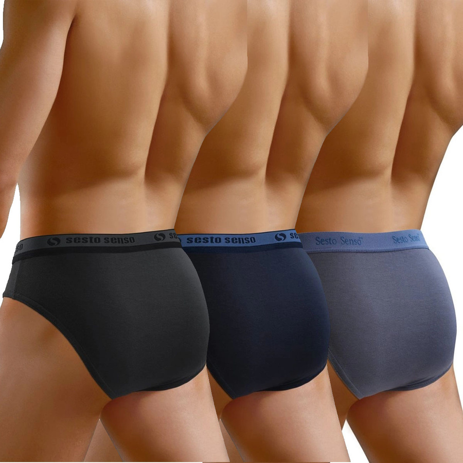 3x Slipy męskie z ozdobna gumą WILD CAT Sesto Senso