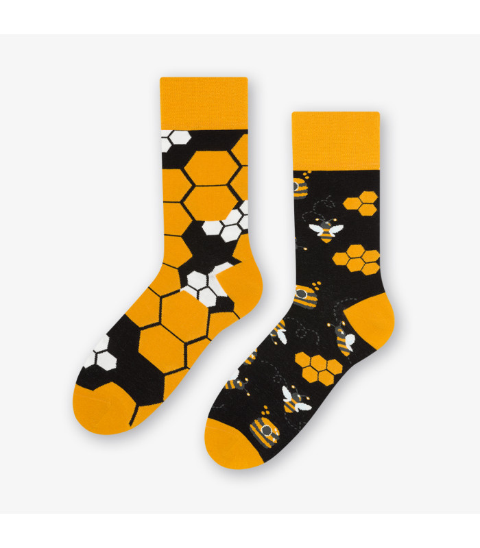 Bunte Socken Damen/Herren Bienen Schwarz Mehr Mode