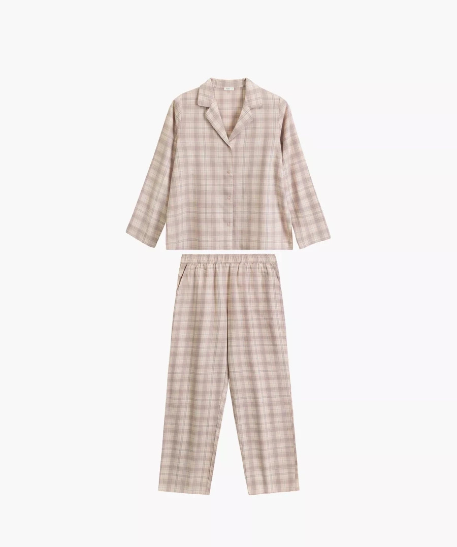 Damen Schlafanzug nlp-505 Ecru/Violett