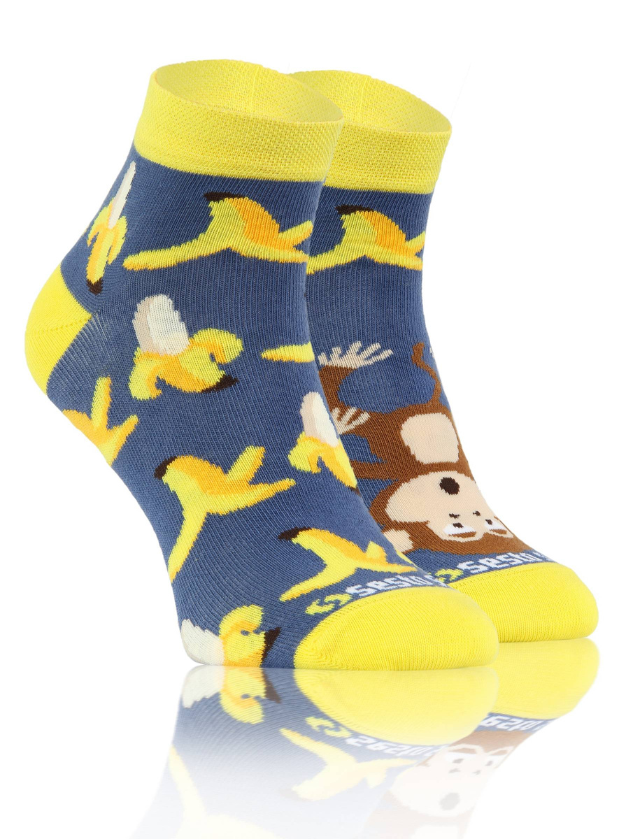 Sesto Senso Herren Skarpetki Finest Cotton – Modische Bananen-Muster, Bequeme Baumwolle, Atmungsaktiv, Kurze Länge, Vielseitig für Alltag und Eleganz, Mehrfarbig, Neu