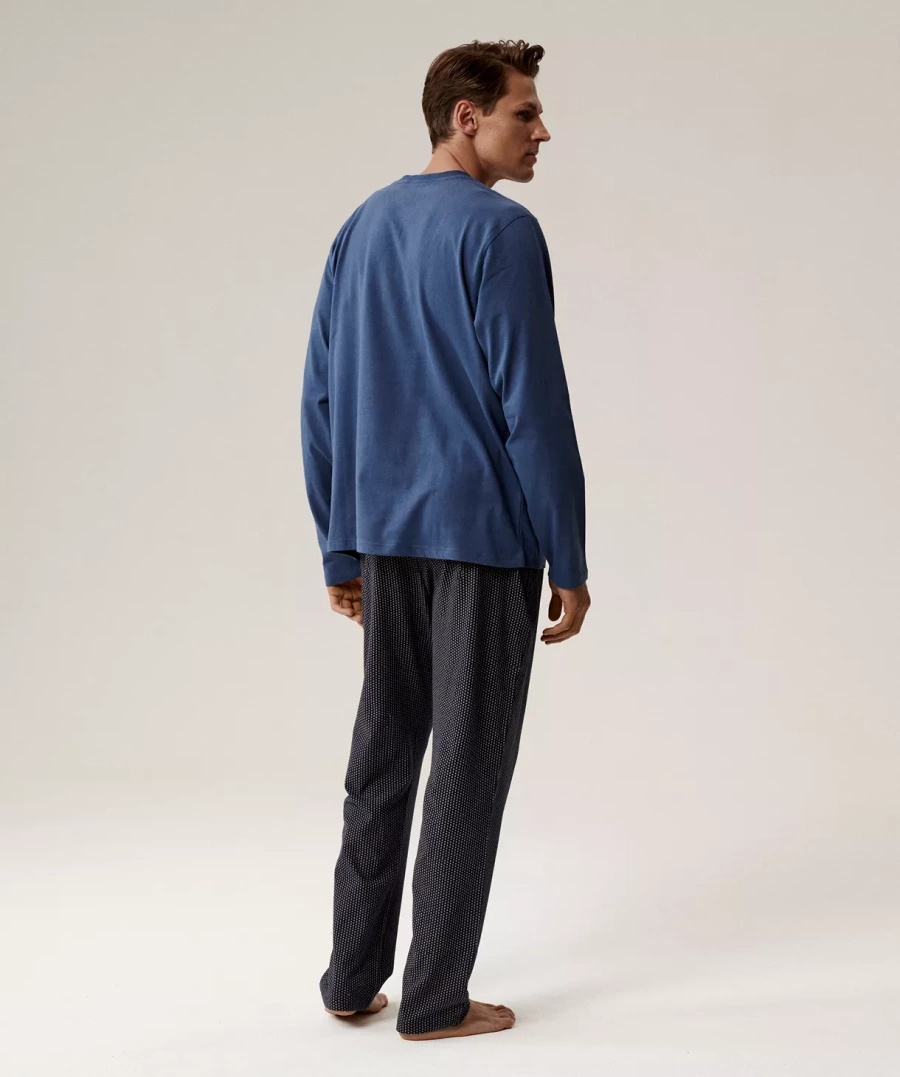 Herrenschlafanzug Serie nmp-389 Dunkelblau/Blau