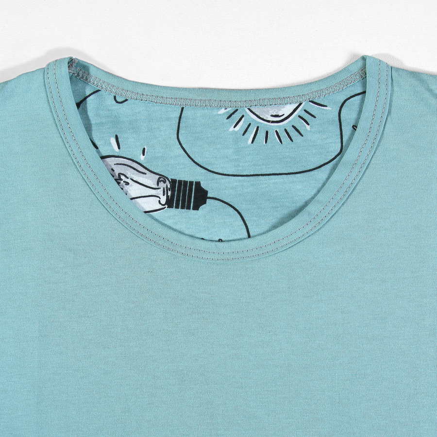 Kurzarm-Schlafanzug Herrenserie Hellblau/Blau