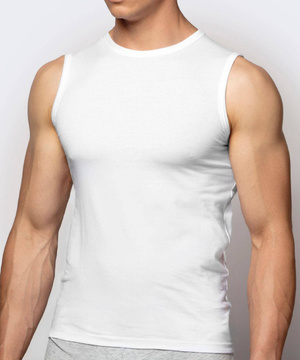 Atlantic Herren Unterhemd – Bequemes Baumwoll-Elasthan Tanktop, Klassischer Schnitt, Ohne Muster, Weiß, Atmungsaktiv, Ideal für Alltag und Sport, BMV-047