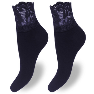 Damensocken mit breiter Spitze, Farbe Schwarz, Größe 37-41