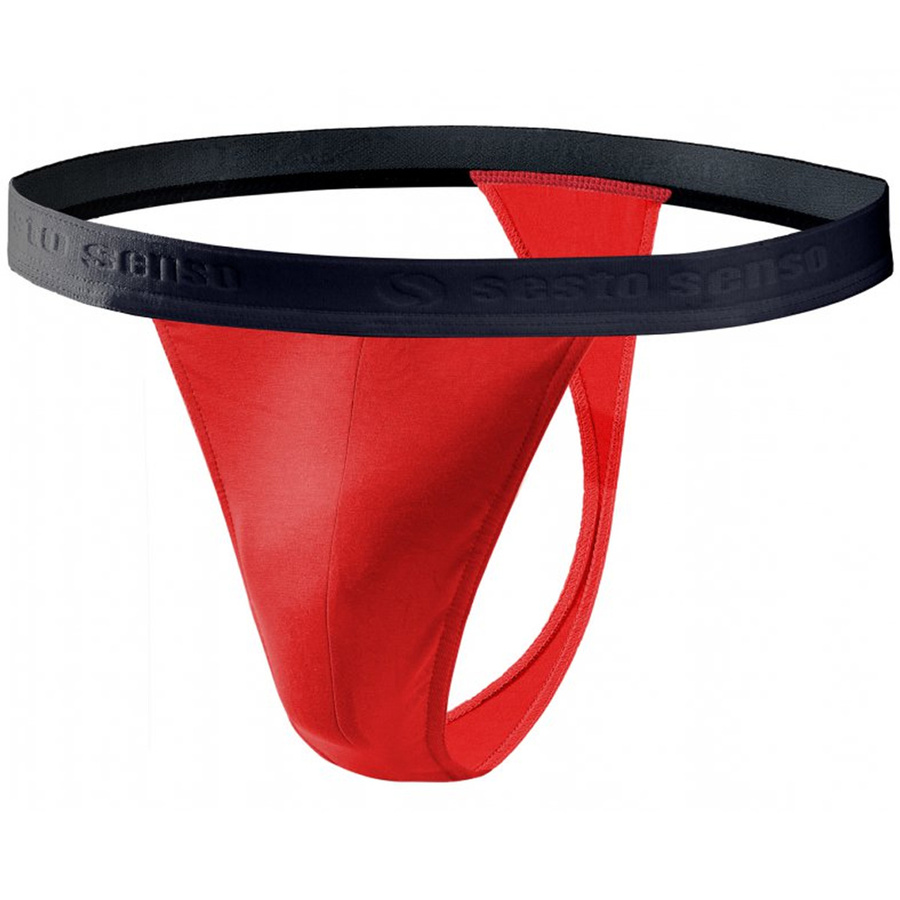 Sesto Senso Herren String Tanga Set – Bequeme Baumwollunterwäsche mit Elastan, Anatomic Fit, Flache Nähte, Rot/Weiß/Blau, 3er Pack – Ideal für Alltag und Geschenkideen