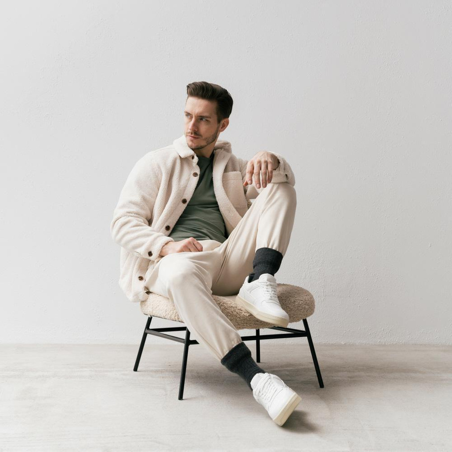 Șosete din lână în dungi Gri grafit și gri