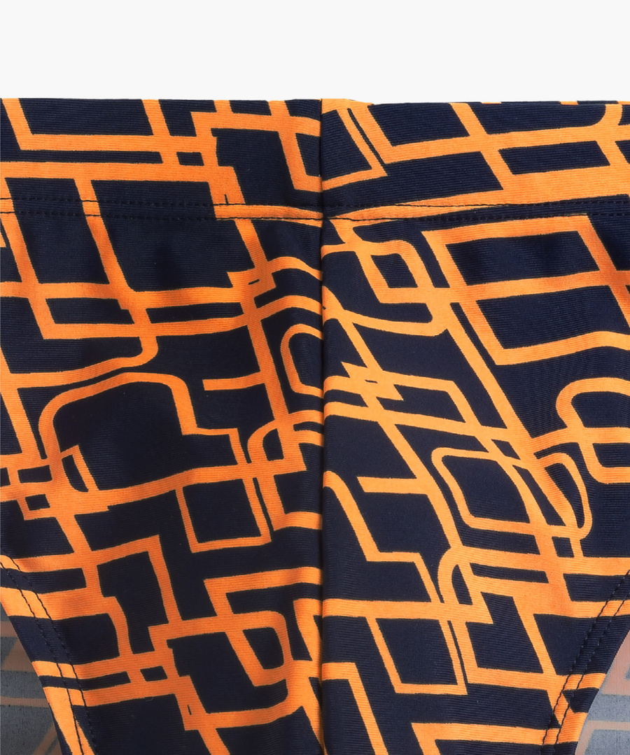 Atlantic Herren Badeslip KMT-335 – Schnelltrocknend, Poliamid-Elastan, Mit Print, Für Schwimmen, Farben: Grau, Schwarz, Marineblau, Blau, Orange