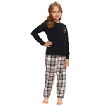 Czarna dziecięca piżama ze spodniami w kratę Doctor Nap