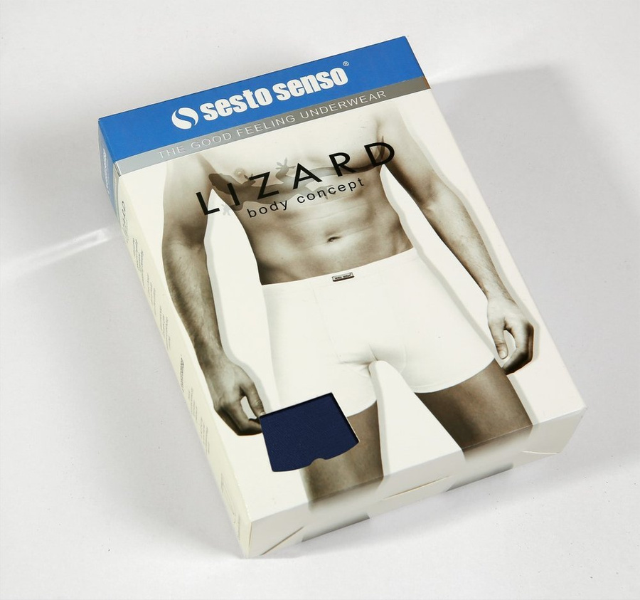 Sesto Senso Herren Boxershorts Lizard – Bequeme Unterwäsche aus Baumwolle mit Elastan, Raumklima-Einsatz, Flache Nähte, Ohne Einschnürung, Ideal für Alltag, Blau