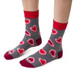 Damensocken Art. 136 Grau mit Herzen