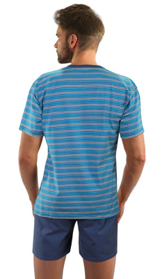 Herren Schlafanzug Kurzarm Blau