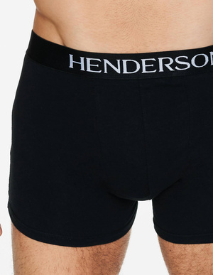 Henderson Herren Boxer Shorts – Bequeme Unterwäsche aus Baumwolle mit Elastan, Längerer Schnitt, Breiter Bund mit Logo, Nahtloser Beinabschluss, Schwarz, Modell 35218, Premium Linie, Vielseitig, Klassisch