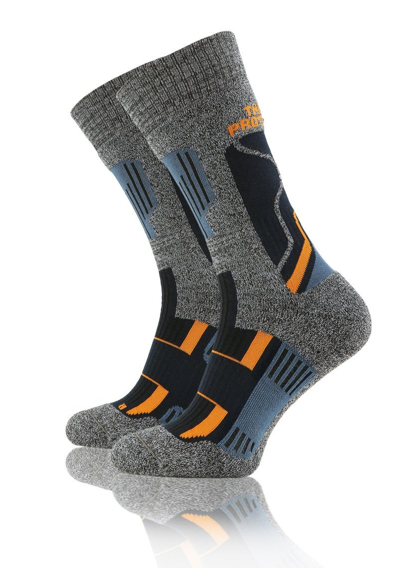 Wollsocken Trekking Winter Grau Mehrfarbig