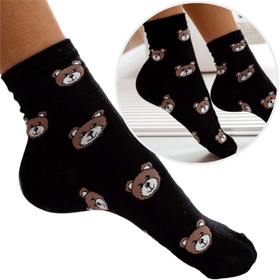 Damen-Teddybär-Kopfsocken, Farbe Beige, Größe 37-41