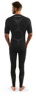 Sesto Senso Herren Thermoaktive Sportbekleidung – Atmungsaktives Set mit Kurzarmshirt und Lange Hose, Poliamid-Elastan, Nahtlos, Schwarz, Ideal für Winteraktivitäten, Komfort und Flexibilität