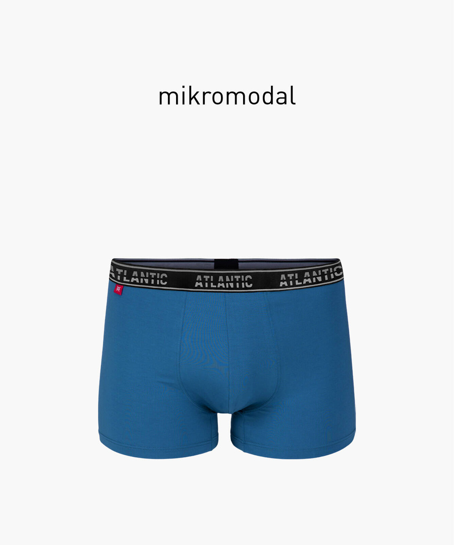 Atlantic Herren Mikromodal Boxershorts – Bequeme Unterwäsche mit Elastan, Weicher Bund, Atmungsaktiv, Perfekt für Empfindliche Haut, Premium Kollektion, Standardlänge, Erhältlich in Blau, Grau, Denim, Schwarz