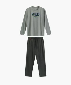 Herrenschlafanzug Serie nmp-392 Grün/Khaki