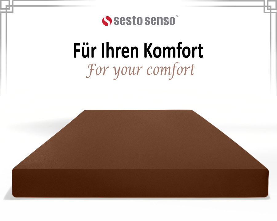 Sesto Senso Frottee-Spannbettlaken – 100% Baumwolle, OEKO-TEX Zertifikat, Atmungsaktiv, Pflegeleicht, Perfekte Passform, Für Einzel- und Doppelbetten, Braun, Unisex