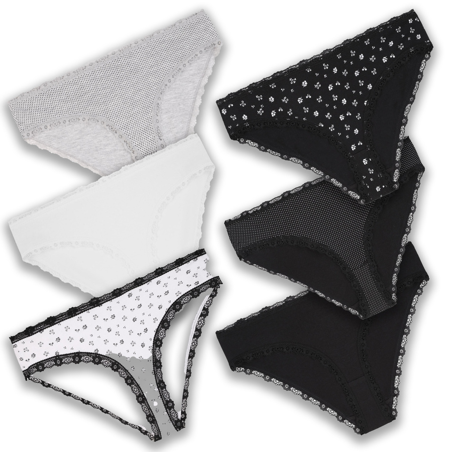 Figi damskie bikini z koronk? S-XL 6-pak