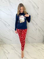 Pijamă Lungă Dama Natalie Imprimeu Biscuiți Bleumarin