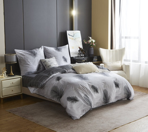 Bettwäsche Y017 Grau mit Federmuster