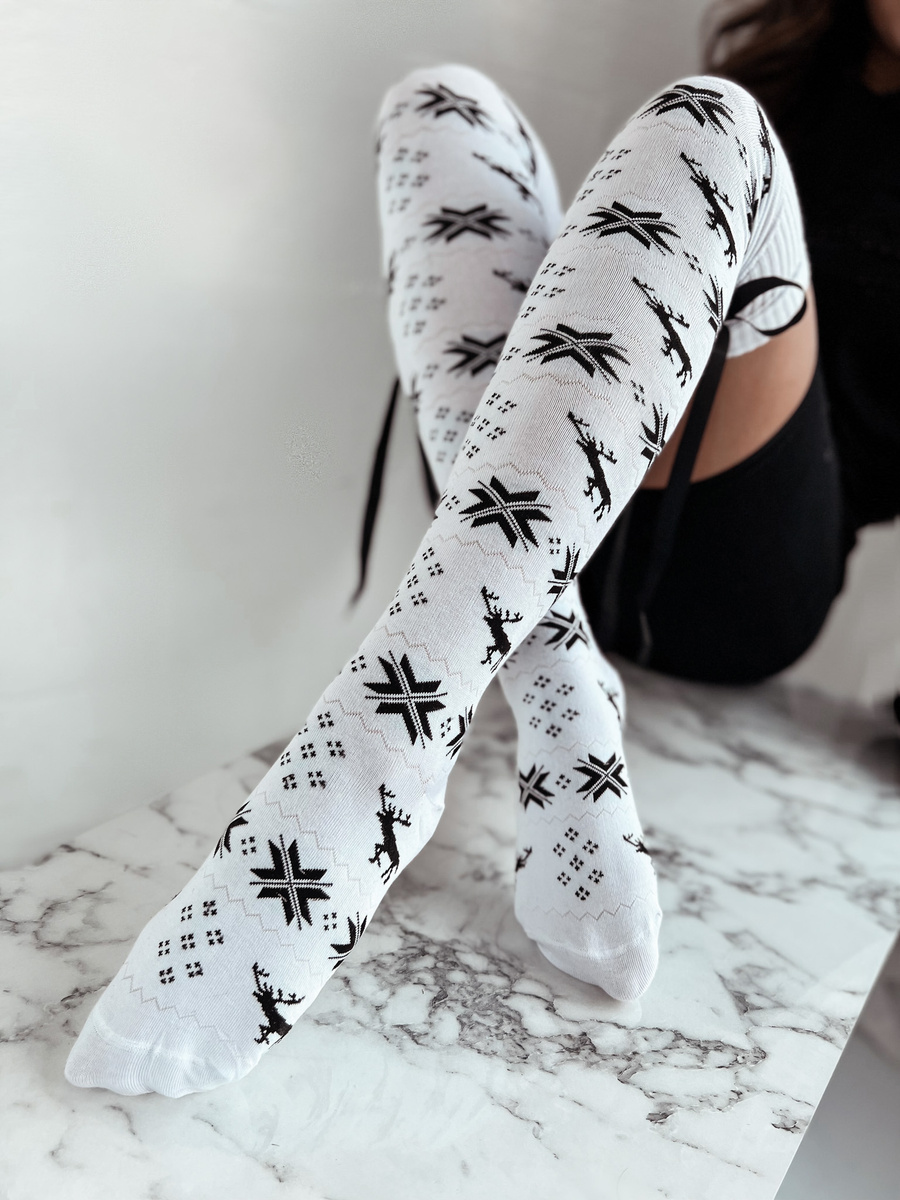 Strümpfe Norwegische mit Schleife Weiß