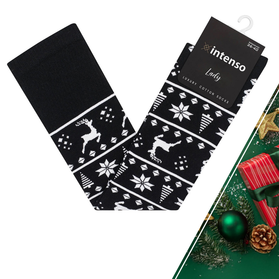 Strumpf Damen Serie Weihnachtsmuster Art. 372 Schwarz