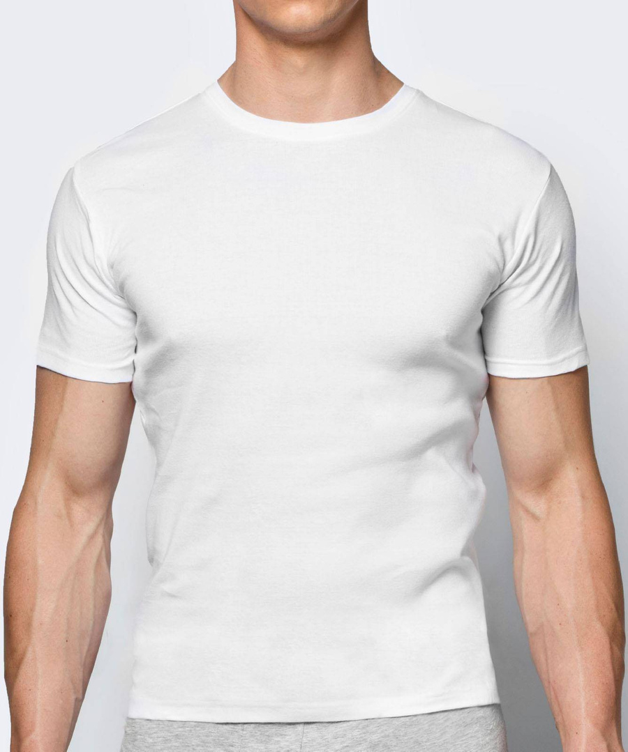 Atlantic Herren Baumwoll T-Shirt – Klassisches Basic Unterhemd, 100% Baumwolle, Kurzarm, Atmungsaktiv, Weiß, Ideal für Alltag und Freizeit