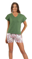 Damen Schlafanzug Kurze Ärmel Serie Grün