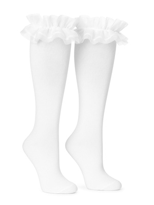 Kinder Kniestrümpfe aus Tüll, Farbe Weiß, Größe 35-37