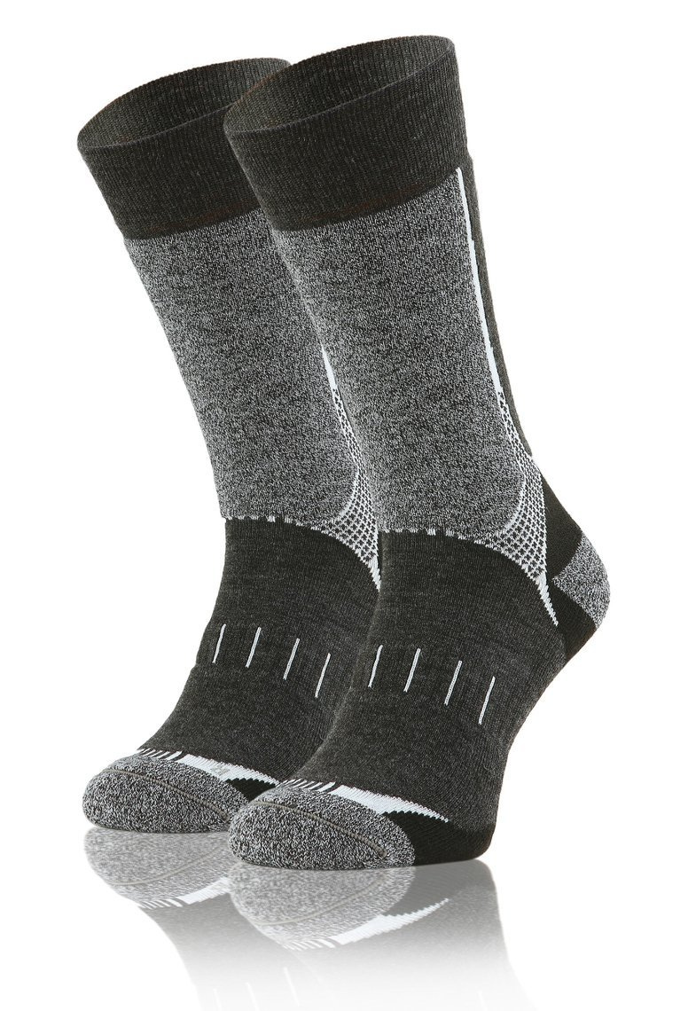 Wollsocken Trekking Winter Grau Mehrfarbig