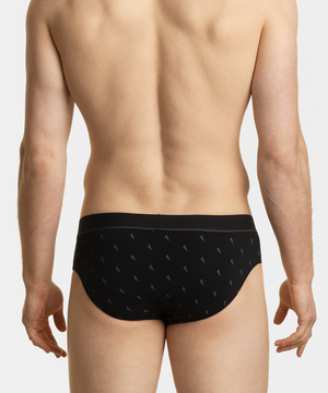 Atlantic Herren Sport Slips – Bequeme Unterwäsche aus 95% Baumwolle, 5% Elastan, Print-Design, 3er Pack, Braun/Grau/Schwarz, Modell 3MP-152, Externer Gummibund, Kollektion Sport | jz23