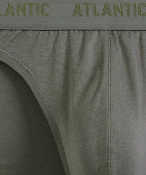 Atlantic Herren Slips – Bequeme Sportunterwäsche aus Modal und Pima Baumwolle, Elastischer Bund, Atmungsaktiv, Grün/Grau/Beige, Frühling/Sommer 2025 Kollektion