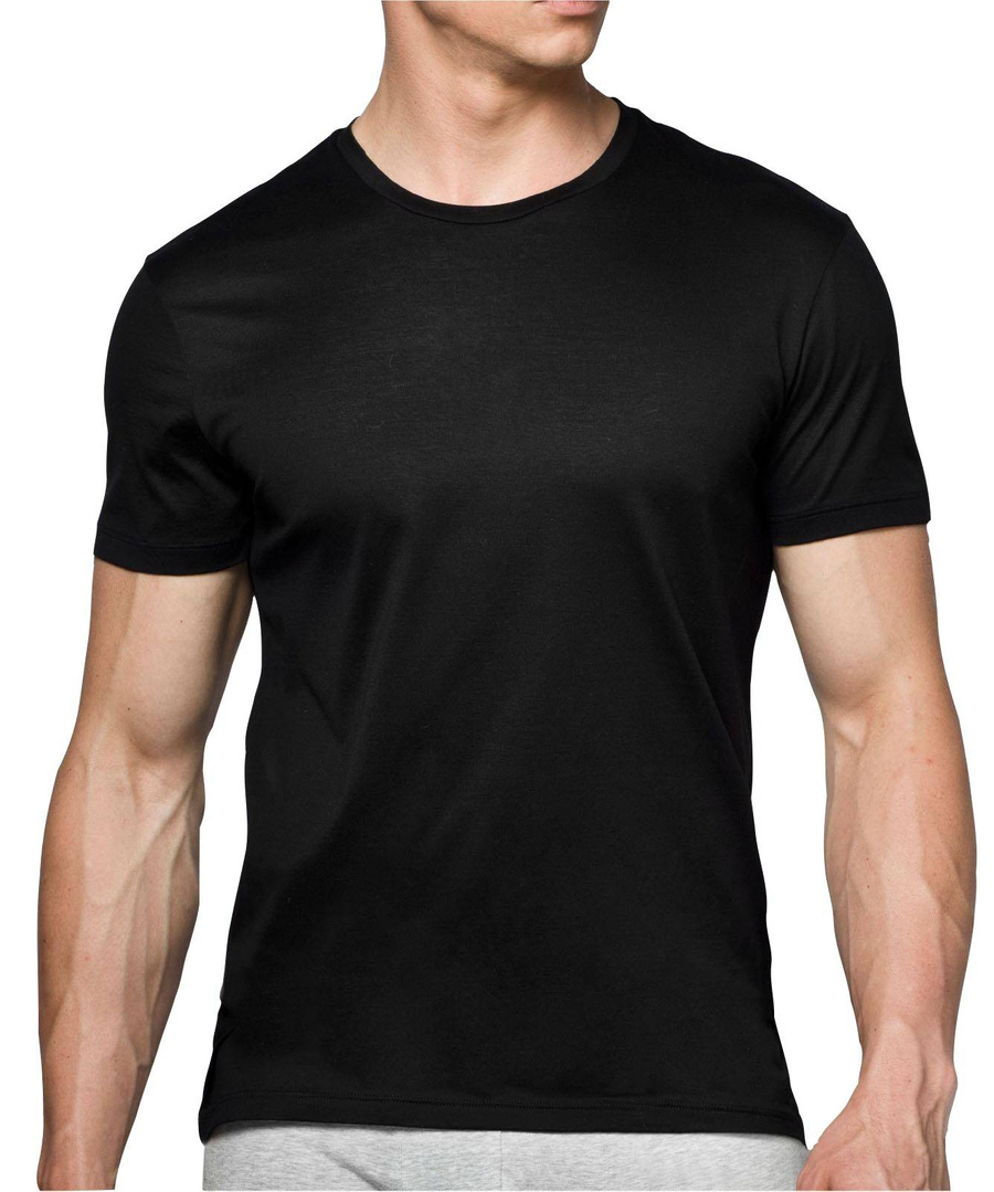 Atlantic Herren Baumwoll T-Shirt – Klassisches Basic Oberteil, 100% Baumwolle, Kurzarm, Schwarz, Ideal für Alltag und Freizeit, Atmungsaktiv, Bequem, BMV-048