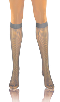 Sesto Senso Damen Podkolanówki Kabaretki GRETA – Elegante Netzstrumpfkniestrümpfe, Bequemer Bund, Strapazierfähiges Polyamid, Ideal für Elegante und Freizeitoutfits, Farbe Grau, Größe: Einheitsgröße