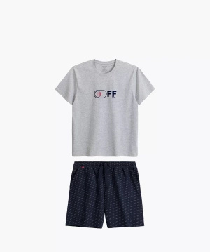 Herren-Pyjama Serie nmp-395 grau/blau/grün