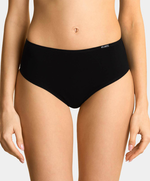 Atlantic Damen Classic Slip Set – Bequeme Unterwäsche aus Baumwoll-Elastan-Mix, Atmungsaktiv, Figi-Design, 3er Pack, Schwarz, Ohne Muster