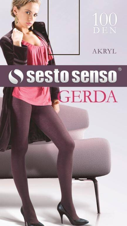Sesto Senso Damen Strumpfhose Gerda 100 DEN – Warme Akryl Strumpfhose mit Jacquardmuster, Weiches und Bequemes Design, Ideal für Wintertage, Rot/Bordeaux, Größe 2 bis XL