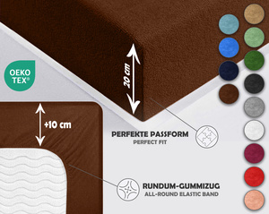 Sesto Senso Frottee-Spannbettlaken – 100% Baumwolle, OEKO-TEX Zertifikat, Atmungsaktiv, Pflegeleicht, Perfekte Passform, Für Einzel- und Doppelbetten, Braun, Unisex