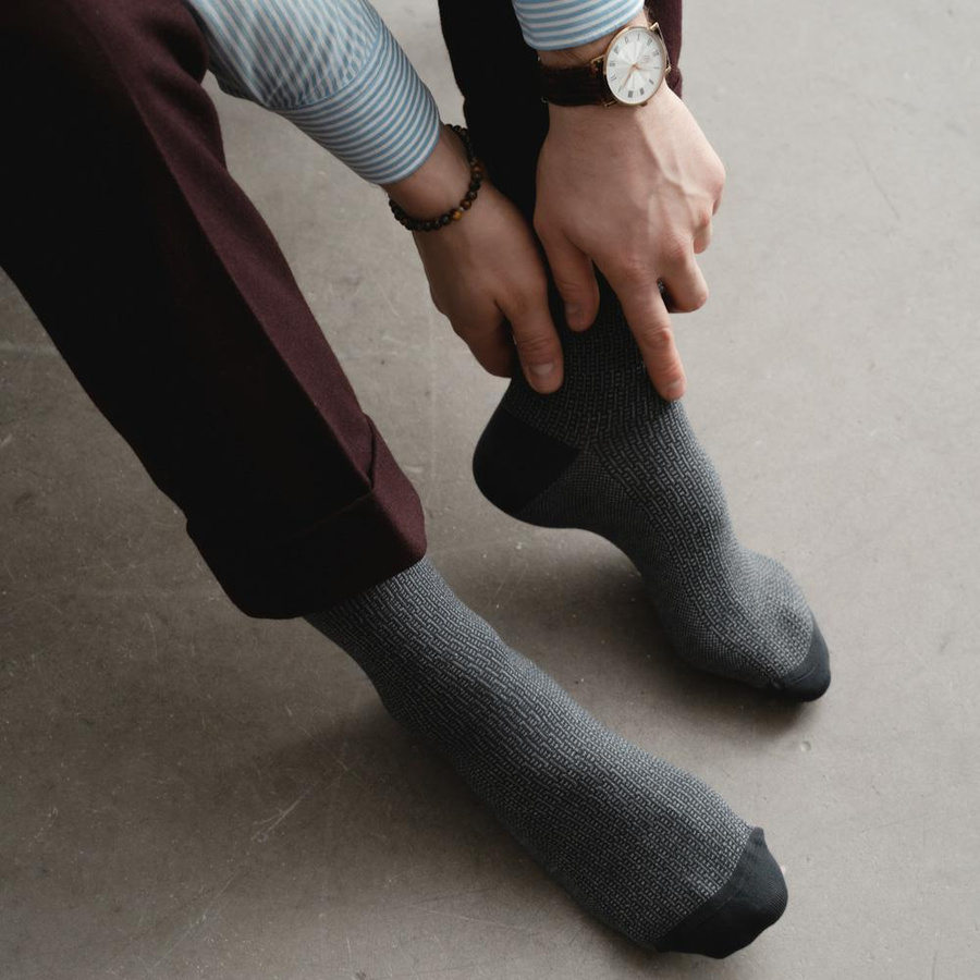 Herrensocken Art. 011 Jacquard Dunkelgrau/Marine/Schwarz/Grau