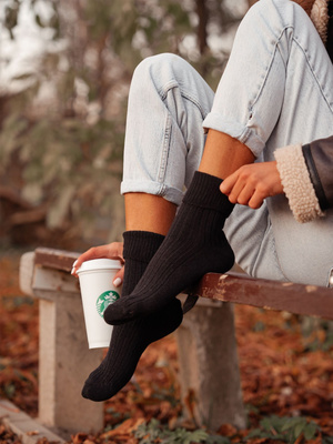 Damen Wollsocken Serie 1566 Schwarz