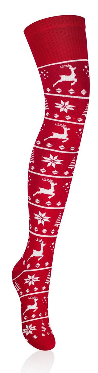 Kniestrümpfe Damen Serie Weihnachtsmuster Rot