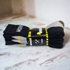 Sestimi Herren Arbeits-Socken Set – Robuste Baumwolle, Atmungsaktiv, Verstärkter Zehen- und Fersenbereich, 6er Pack, Schwarz/Grau, Ideal für lange Arbeitstage